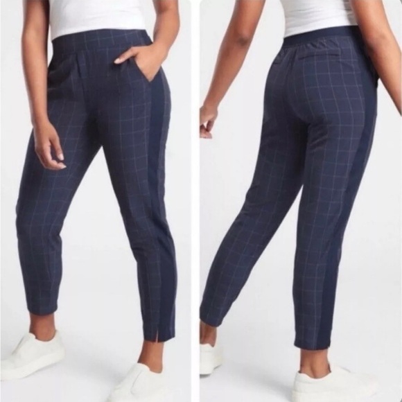 Athleta Brooklyn Textured Ankle Pants Windowpane Women’s Pull-on Plus Size 18 A2 - Picture 1 of 12
